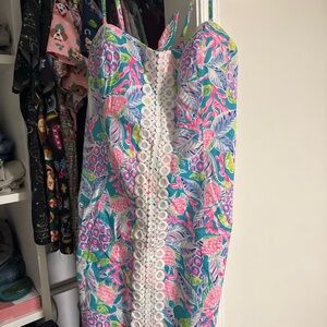 Lilly Pulitzer Shelli Stretch Dress Size 16 NWT Maldives Green Turtle Wave $178